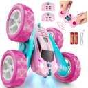 QUNREDA RC Cars, Pink Remote Control Car for Girls, 2.4 GHZ Double Sided RC Stunt Car 360° Rotating Remote Control Crawler with Headlights Car Toys for 6 7 8 9 10 11 12 Girls Birthday Gift Grandkids