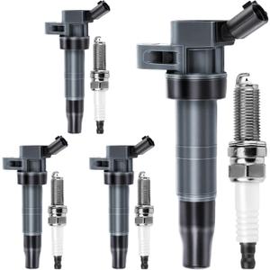 Ignition Coil Pack and Iridium Spark Plugs Set of 4 Compatible with Hyundai Sonata 2011-2014/Santa Fe Sport/Tucson & Kia Sorento 2012-2015/Optima/Sportage & More 2.4L L4, Replace OE# UF611, XP6203