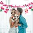 Valentine's Day Decorations Kit - 18 Latex Balloons, 2 Heart Foil Balloons, "Happy Valentine's Day" Banner, Fringe Curtain & Cake Topper for Romantic Valentines Day Party Decor, Anniversary, Wedding