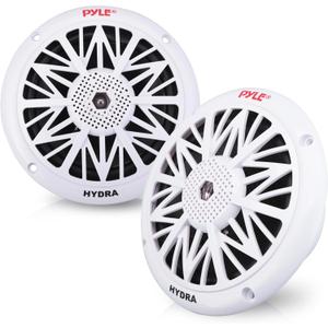 Pyle 5.25 Inch Dual Marine Speakers - 2 Way Waterproof and Weather Resistant Outdoor Audio Stereo Sound System with 150 Watt Power, Poly Carbon Cone, Cloth Surround and Low Profile Design - 1 Pair