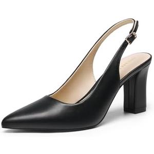 DREAM PAIRS Womens Slingback Heels Chunky Block Heels Pointed Toe Closed Toe Pumps Comfortable Work Office Business Shoes, Size 8