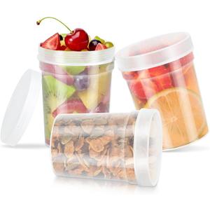 32 oz Twist Top Deli Container With Lids, Plastic Soup Freezer Food Storage Containers BPA Free, Leak Proof, Stackable, Microwave Dishwasher Safe-3 Pack (Clear)