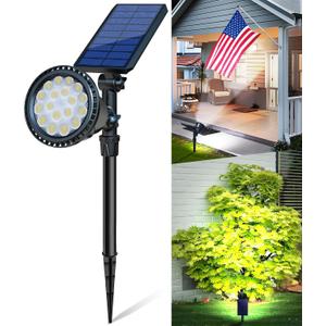 Solar Spot Lights Outdoor, Bright Solar Landscape Spotlights Waterproof 18LED 2-in-1 Solar Powered Flag Light Adjustable Auto On/Off Uplights for Flag Pole Yard Garden Decor Patio, 1Pack (Cool White)
