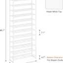12 Tier Shoe Rack Organizer for 48-60 Pairs, Tall Metal Shoe Storage Shelf with Wood Top, Adjustable Boot Space, Narrow Design for Entryway Closet, White