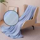 Amazon Basics Striped Cooling Blanket for Hot Sleepers, Reversible Lightweight Thin Throw Blanket for Bed, Couch and Sofa, Twin XL (60" x 90"), Blue Striped