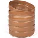 OTAGO 8" Stoneware Salad and Pasta Bowls Set of 6 with Partially Unglazed Base, Scratch Resistant Ceramic Dish Set, Microwave & Dishwasher Safe，Brown, 6 Pieces