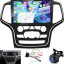 [2+64G] Car Stereo for Jeep Grand Cherokee 2014-2020 - Wireless Carplay & Android Auto, 10.1 Inch Touch Screen Android Radio - WiFi/EQ/GPS/Split Screen/Voice Control/SWC + AHD Rear View Camera