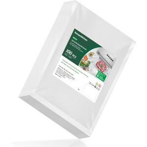Bonsenkitchen Precut Vacuum Food Sealer Bags 100 Pint 6" x 10", BPA Free, Commercial Grade Textured Food Vacuum Sealer Bag, Thick Embossed Bags for Food Storage and Sous Vide Cooking VB3204 (Pint Size 6 "x 10" (100count))