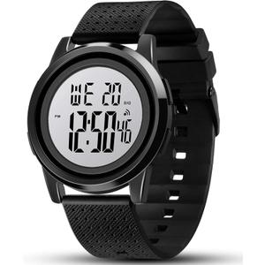 Mens Digital Watch Ultra-Thin Sports Waterproof Simple Watch Stainless Steel Wrist Watch for Men Women (Black)