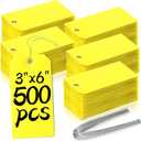 500 Pieces Plastic Shipping Tags with Wire Waterproof Hang Tags Heavy Duty Labeling Tags with String Wires Tags Labels Labeling Tags Stacking Tags for Equipment Car Parts (Yellow, 3x6)