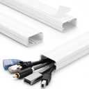 TV Cord Hider - 39in(3xL13in) Cord Covers for Wall Mounted TV Cable Hider Wall Kit | Wire Hiders for TV on Wall, Wire Covers for Cords, Cable Concealer Hide Cords, 1.5" W x 0.75" H, White