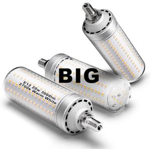 Big Size 1.77x 6.1 inch, E12 200w LED Candelabra Bulbs C7 Replacement,2700K Warm White,3000 Lumen T6 E12 20W LED Chandelier Light Bulbs for Ceiling Fan Pendant Lighting Floor Lamp, Non-dimmable, 3 Pack