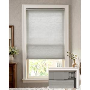 LazBlinds No Drill Light Filtering Cellular Shades, 34"W x 48"H, Dove Grey