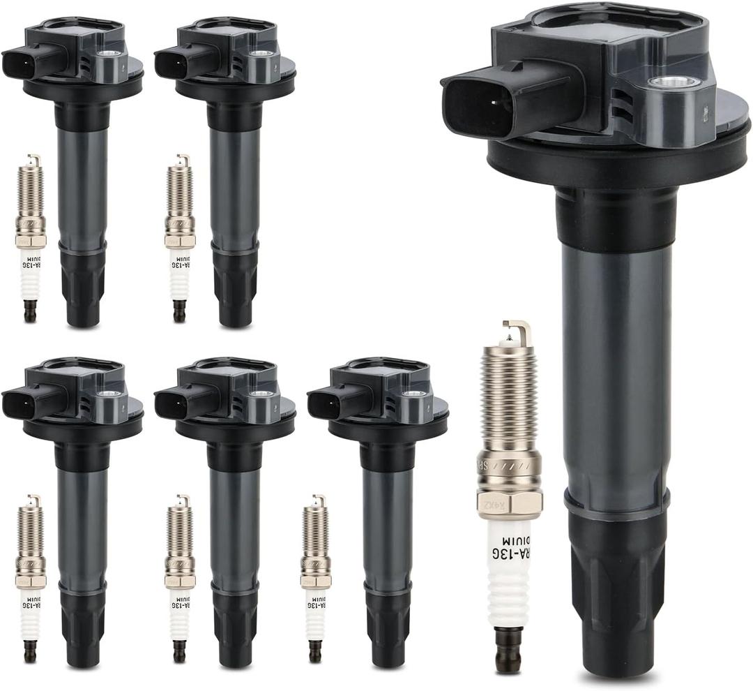 UF553 Ignition Coil & 5019 Double Iridium Spark Plug for Ford F-150 Edge Explorer Flex Mustang Transit Taurus Police Interceptor/Lincoln MKZ MKX MKT MKS Replaces# DG520, GN10237, 5C1652, 6736013