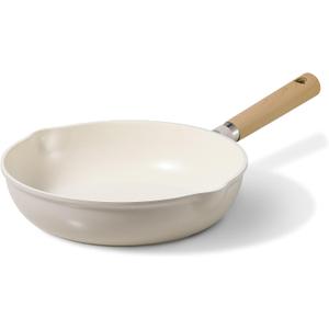 CAROTE 10" Ceramic Frying Pan Skillet, Non Stick Skillet Chef's Pan, Healthy & PFOA/PFAS Free, Induction-Compatible, Taupe