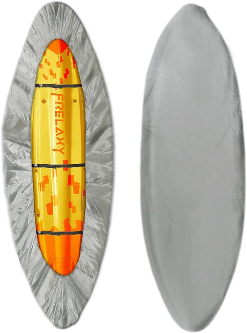 Frelaxy 420D Kayak Cover, Heavy Duty Waterproof UV Resistant Kayak Covers for Outdoor Storage, Ultra Strong Canoe Storage Dust Cover, Great for Indoor & Outdoor 9.8-15ft (Gray)