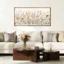 Large Floral Wall Art Decor Framed Colorful Wildflower Painting Pictures for Living Room Bedroom 40x20 Inches