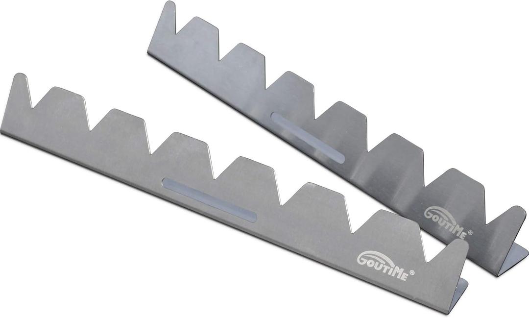Goutime Stainless Steel Shish Kabob Skewer Rack with Storage Bag, Universal Barbecue BBQ Skewers Holder for Grill
