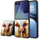 for Z Flip 7 Case Ultra Thin 1.2mm Matte Hard PC Phone Cover- Anti-Scratch Anti-Fingerprint Slim Fit Shockproof Protection Cover for Samsung Galaxy Z Flip 7 Case,Cute Cow Sunflower