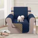 U-NICE HOME Recliner Chair Covers Reversible Chair Cover Pet Covers for Dogs with Elastic Straps Water Resistant Diamond Quilted (23''Armchair, Navy/Taupe)
