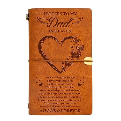 Vetbuosa Letter to Dad in Heaven Leather Journal,Memorial Gifts for Loss of Dad,Bereavement Gifts for Loss of Father,Bereavement Gift Idea,In Memory of Loved One Gifts