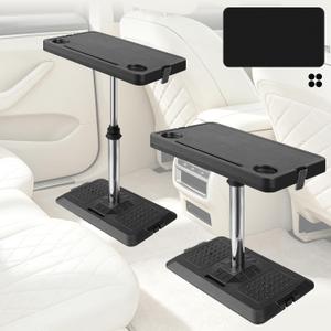 Car Seat Tray Table with Non-Slip Table Mat – Portable Car Desk for Laptop & Meals, Multi-Function Travel Tray for Front/Rear Passenger Seat, SUV, MPV, RV, Height Adjustable 19"-29"