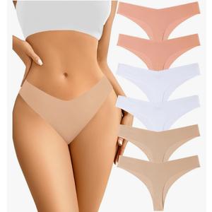 Acvvtis Seamless Thongs - No Show Underwear Pack - Breathable Panties for Women - Colorful 12 Thongs XL