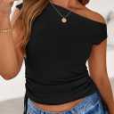 2 x PRETTYGARDEN Womens 2025 Summer Off The Shoulder Crop Cute Tops Sleeveless One Shoulder Ruched Y2K Going Out Tank Top