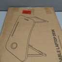 Laptop Bed Desk, Foldable Lap Desk, Portable Lap Table, Laptop Stand with Cup Holder & Tablet Slot & Lifting Handle for Working Writing Drawing & Eating - White