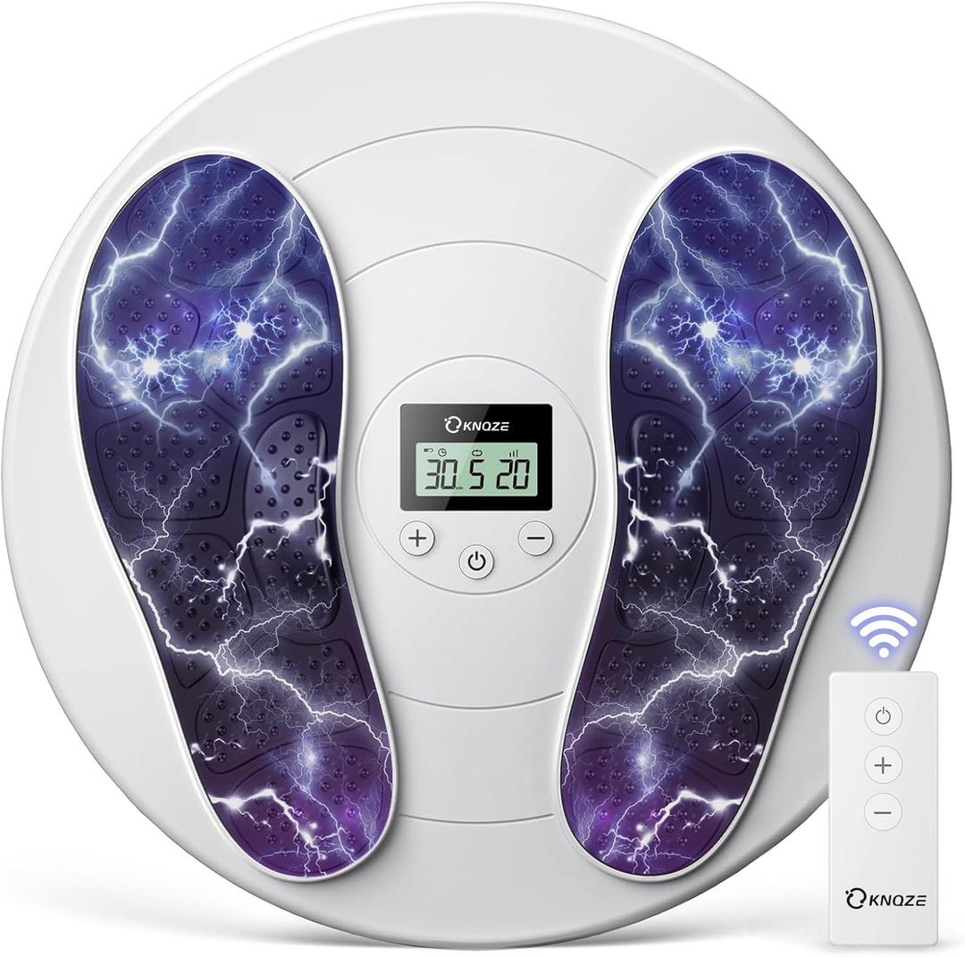 Foot Massager for Neuropathy Pain Relief - TENS + EMS Dual Pulse Tech, 10 Modes 20 Intensities, Wireless Remote, Relieves Plantar Fasciitis & Cramps, Gifts for Mom Dad