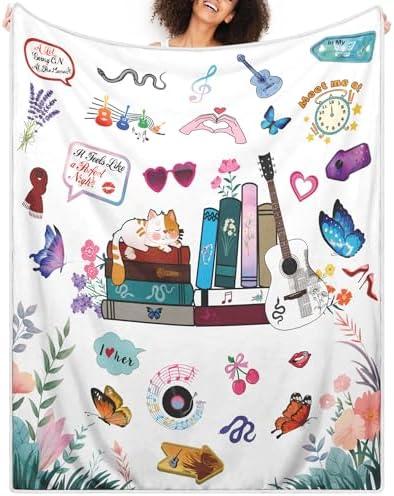 Ruicnte Music Singer Inspired Throw Blanket Birthday Gift for Daughter from Mom,Niece Blanket Present for Sister Friends Girlfriend 52"x60",Bookish Gifts for Reader Bookworm,Book Lovers