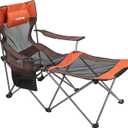 apollo walker Camping Chairs for Adults - 6 Legged Beach Chair with Foot Rest, Breathable Mesh, Adjustable 90 - 135 Reclining Lounge Chair Outdoor, Folding Chairs for Outside with Detachable Pillow (Regular, Orange)
