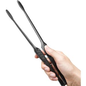 JETKONG Stainless Steel Kitchen Tongs, Serving Tongs for Cooking, 10.6" Metal Food Tongs with Non-Slip Comfort Grip, Non-Stick Cooking Tongs Heat Resistant BBQ Tong Grill Tong (Black)