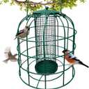 Garden Guru Squirrel Proof Bird Feeder  Outdoor Caged Mesh Seed Peanut Hanging Bird Feeder for Small Wild Birds  Premium Coated Steel & Metal Seed Guard - Chew Proof, Weather Resistant