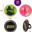 Wicked Cupcake Rings With Glinda And Elphaba, 24 Cupcake Toppers For Cakes, Birthday's, Celebrations, Food Safe Cake Decorations - 24 Pack