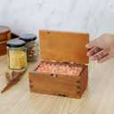Demigo Acacia Wood Salt Cellar with Magnetic Flip Lid - 20 oz Large Capacity Salt Box for Kitchen - Keeps Spices, Herbs & Seasonings Fresh (Natural Brown)