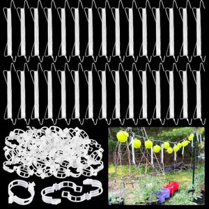 Srmayyi 160 PCS Tomato Hooks with String,Tomato Holder Hooks with Plant Clips and 32.8ft Twine,Climbing Plants Support Hooks Flower Vine Twine Crop Trellis,Prevent Pinching or Falling Off