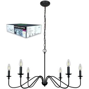 Black Chandelier RC Ceiling Light Fixture -6 Light 36 inches-Modern Farmhouse Apply to Chandeliers for Dining Room Lighting,Living Room,Bedroom,Foyer