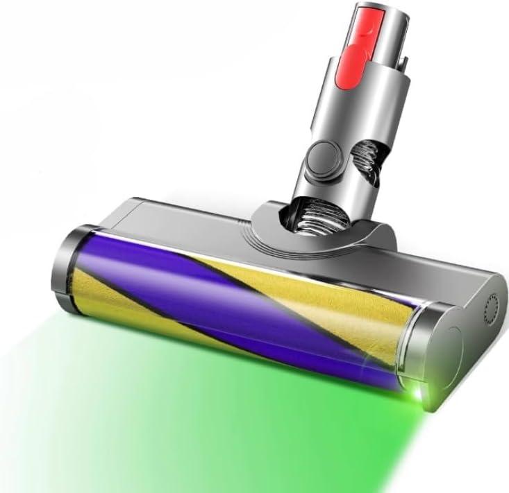 Updated Dust Detect Vacuum Attachments for Dyson V15 V11 V10 V8 V7 Cleaner, Hardwood Floor Head Soft Roller Brush Replacement Accessories Part with Optical Green Light–Enhanced Power, Speed, Lifespan