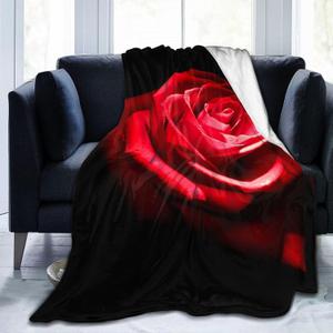 Red Black Rose Stylish Flower Blanket, Soft Blankets Flannel Bed Throw Cozy Lightweight Plush Gifts for Women Girls Sofa Couch Bedroom Living Rooms Warm All Season, Home Decor, Small 50"x40"