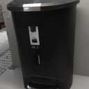 simplehuman 50 Liter / 13 Gallon Semi-Round Kitchen Step Trash Can with Secure Slide Lock, Black Plastic