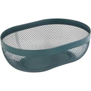 Metal Mesh Steel Basket, Oval Metal Wire Storage Organizer Baskets Multi Functional Kitchen Baskets Countertop Fruit Baskets Garden Harvest Basket for Picnic Decor Cabinet Home, Blackish Green
