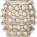 Rustic Farmhouse Vase, Boho Beige Vase for Pampas Grass Small Textured Knotted Vases for Flowers Decorative Cement Floral Vases for Home Decor, Living Room, Dining Table