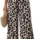 GORGLITTER Women's Wide Leg Cheetah Print Pants High Waist Leopard Animal Pants Casual Palazzo Trousers Outfits (Medium, Khaki)