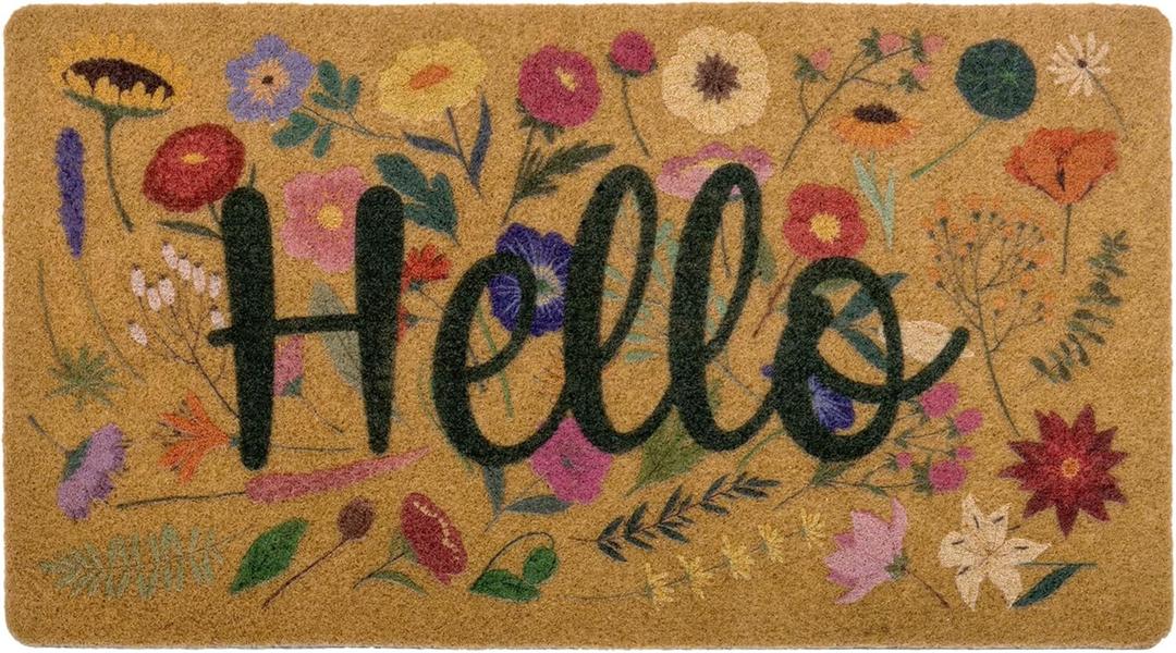 Spring Welcome Door Mat With Non-Slip Backing - Flower Seasonal Farmhouse Decoration 17 x 29 Inch (17"x29", Multi Color)