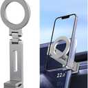 Car Phone Holder, 360 Rotatable Magnetic Hands-Free Vehicle Dashboard Cellphone Clamp Mount, Foldable Automotive Smartphone Holder for Travel, Universal for SUV, Truck, RV (Silver)