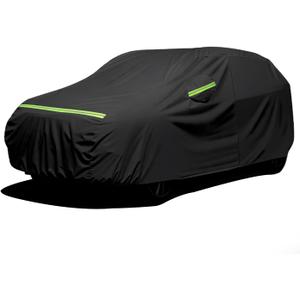 Favoto 6-Layers SUV Car Cover - Waterproof All Weather for Automobiles, Heavy Duty Outdoor Dust Rain Sun Protection Snowproof Car Tarp 4 Windproof Straps, Universal Fit for SUV (170-181 inch) (Black)