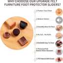 16PCS Extra Large Chair Leg Floor Protectors, Felt Furniture Pads for Hardwood Floors, Square Clear Sofa Bed Dining Table Chair Leg Covers to Protect Floors and Prevent Scratches & Noise(Fit:1.5"-2")