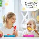 PLASKIDY Kids Plates Set of 12 - Toddler Plastic Dinner Plates - BPA FREE, Microwave & Dishwasher Safe, Brightly Colored 7 Inch