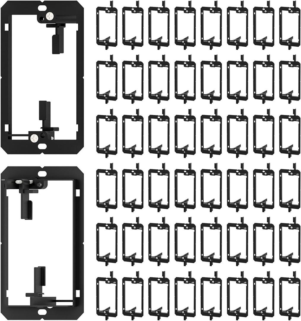 FGB 50 Pack Low Voltage Mounting Bracket, 1 Gang Low Voltage Box Brackets for Single Gang Wall Plate, Telephone Wires, Network Cables, HDMI, Coaxial, Speaker Cables, Black